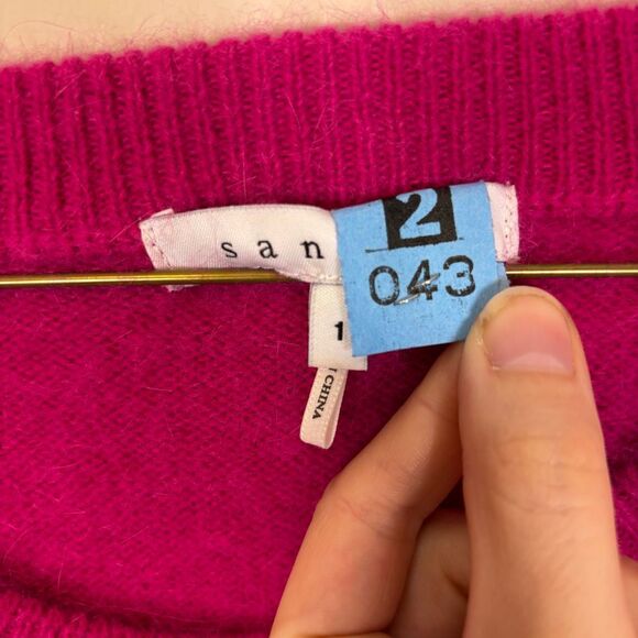Sandro Pink Fuzzy Angora Pullover Sweater 1 = Small - Picture 5 of 7